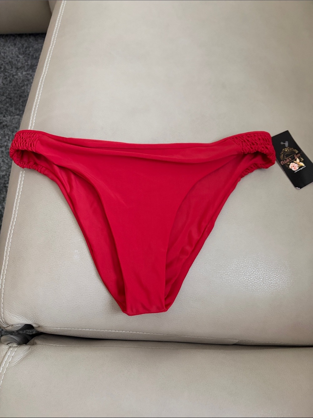 October Love red swim bottom